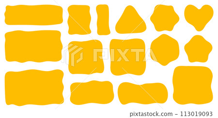 Abstract liquid shapes. Organic flat blobs. Irregular fluid bubbles. Random wavy spots and curvy elements. Amoeba rectangle box set. 113019093