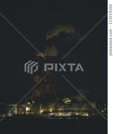 Factory night view at night Factory night view at night 113019168
