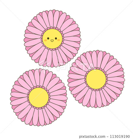 非洲菊插圖與可愛的臉 113019190