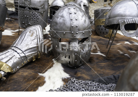 Detail of ancient protection for medieval battles, history 113019287