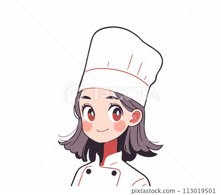 手绘卡通可爱的厨师女孩插画 113019501