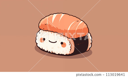 手绘卡通可爱的寿司插画 113019641