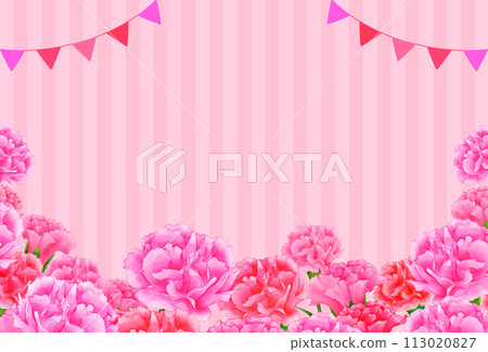 Carnation and garland frame background striped Mother's Day Carnation and garland frame background striped Mother's Day 113020827