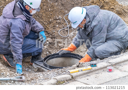 Manhole raising work Manhole adjustment ring cover 113021215