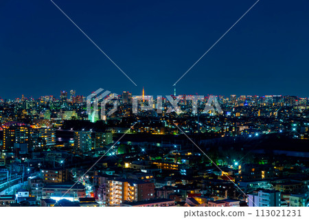 從武趙小杉看到的東京天空樹和東京鐵塔夜景 113021231