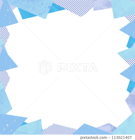 背景材料，三角框，波爾卡圓點，水彩，手繪，藍色 113021407