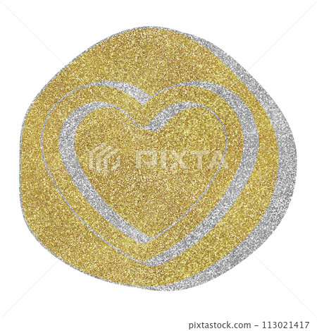 Illustration material Wax heart gold silver Illustration material Wax heart gold silver 113021417