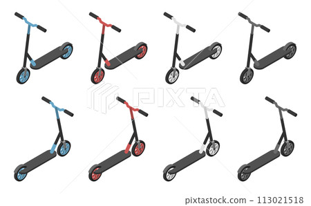 Isometric illustration: kickboard set Isometric illustration: kickboard set 113021518