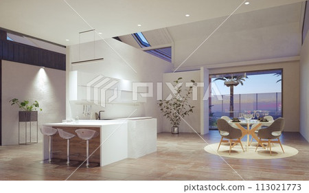 modern domestic kitchen interior. 113021773