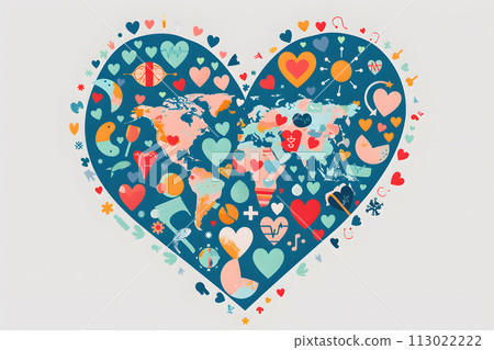 World Health Day Concept, Earth Healthcare, Flat design style 113022222