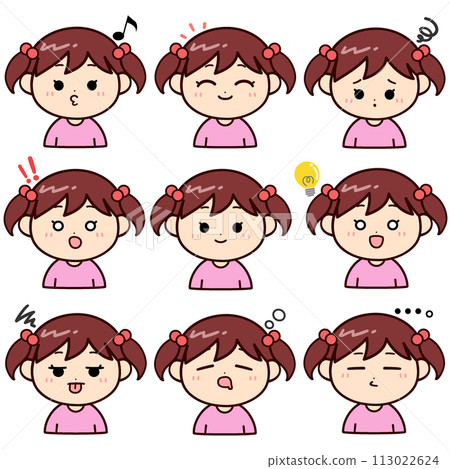 Various facial expressions set for girls Various facial expressions set for girls 113022624