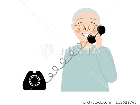 老人用黑色電話打電話 老人用黑色電話打電話 113022765