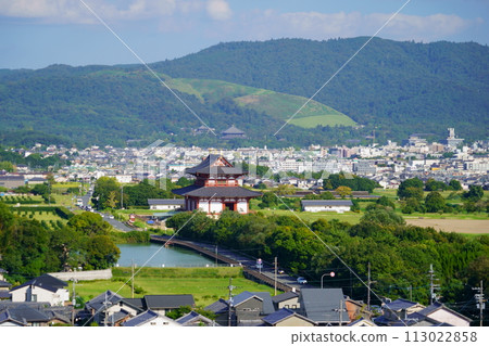 從西大寺眺望奈良市旅遊景點的全景 113022858
