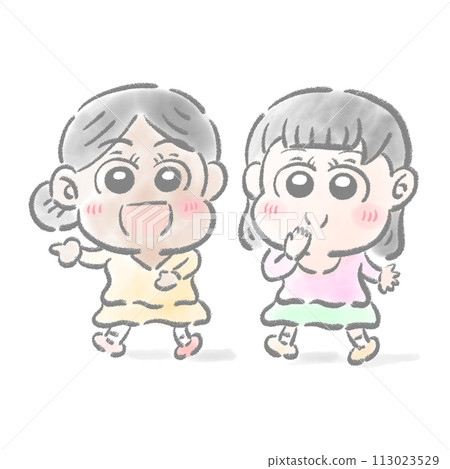與外國人對話、小孩、水彩畫 與外國人對話、小孩、水彩畫 113023529