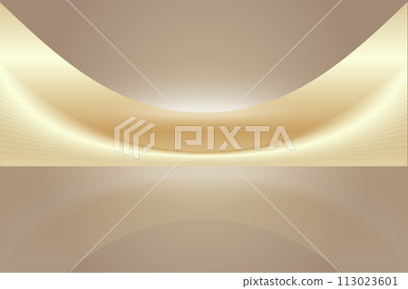 Golden technological curved lines abstract architectural square vector background 113023601