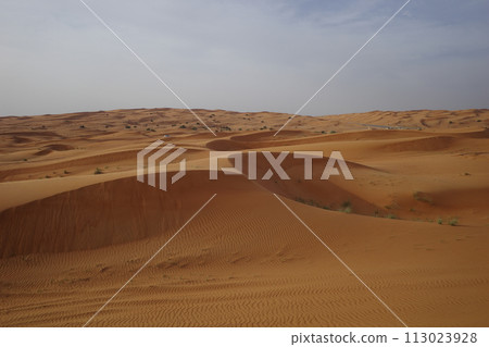 Dubai desert landscape with beautiful red-brown sand 113023928
