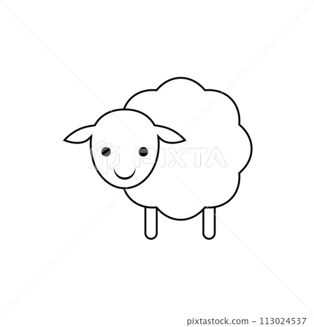 Baby sheep icon. Vector drawing. Lamb linear outline illustration on white background. 113024537