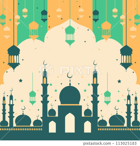 Mosque and Lantern Islamic Eid Al Fitr Festival Card Mosque and Lantern Islamic Eid Al Fitr Festival Card 113025183