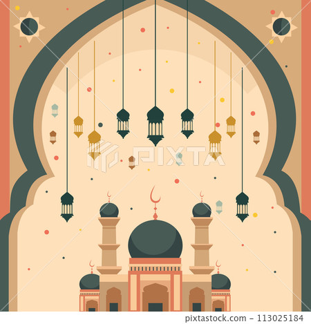Mosque and Lantern Islamic Eid Al Fitr Festival Card Mosque and Lantern Islamic Eid Al Fitr Festival Card 113025184