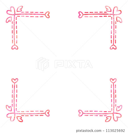 紅色水彩心方形框架 113025692