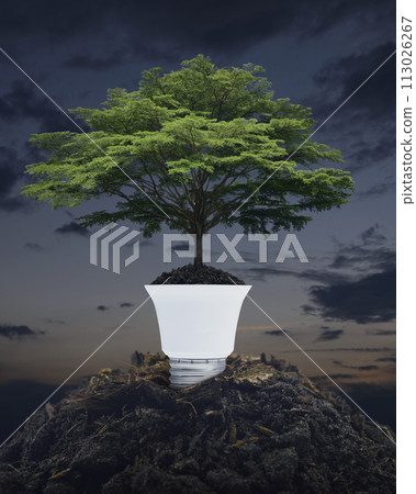 Green ecology and saving energy concept Green ecology and saving energy concept 113026267