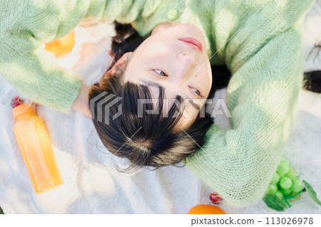 一個女人享受野餐 一個女人享受野餐 113026978