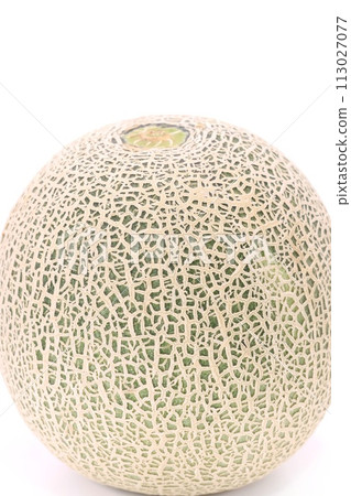 Andes melon from Ibaraki Prefecture, 1 whole, bright background Andes melon from Ibaraki Prefecture, 1 whole, bright background 113027077