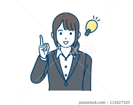 Illustration of a female office worker who comes up with an idea Illustration of a female office worker who comes up with an idea 113027105