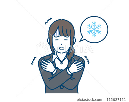 對寒冷敏感、感冒的女上班族插畫 對寒冷敏感、感冒的女上班族插畫 113027131