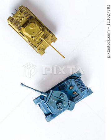 World war 2 tank model toy isolated on white background 113027593