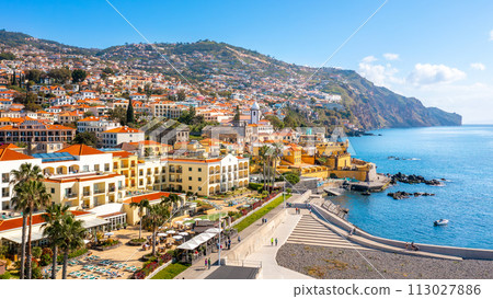 Panoramic view of the capital of Madeira island Funchal, Portugal  113027886