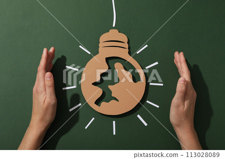 Decorative paper light bulb, eco house concept 113028089