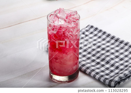 Cold strawberry cocktail with ice Cold strawberry cocktail with ice 113028295