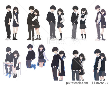 日本學生穿制服的男女插畫集 日本學生穿制服的男女插畫集 113028427