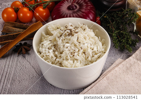 Indian cuisine jeera basmati rice Indian cuisine jeera basmati rice 113028541