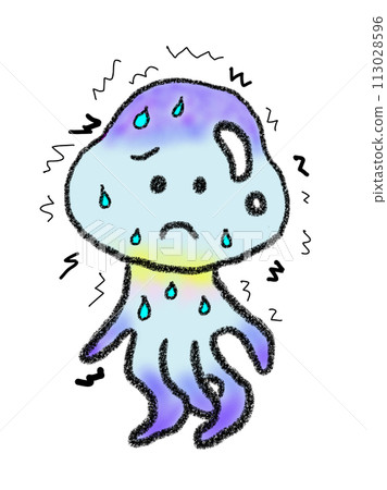 水母驚慌得滿頭大汗，全身發抖 113028596