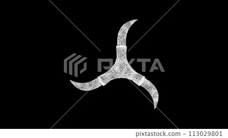 3D Shuriken on black background. Throwing weapons concept. Traditional Japanese weapons. Business advertising backdrop. For title, text, presentation. 3d animation 3D Shuriken on black background. Throwing weapons concept. Traditional Japanese weapons. Business advertising backdrop. For title, text, presentation. 3d animation 113029801