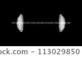 3D Barbell on black background. Health beauty concept. Fitness room and gym. Business advertising backdrop. For title, text, presentation. 3d animation 113029850