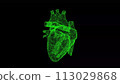 3D Half a Heart on black background. Medical concept. Circulatory system. Business advertising backdrop. For title, text, presentation. 3d animation 113029868