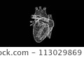 3D Half a Heart on black background. Medical concept. Circulatory system. Business advertising backdrop. For title, text, presentation. 3d animation 113029869