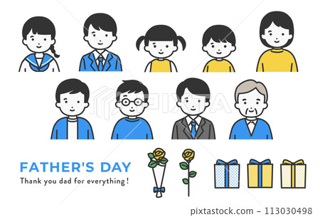 簡單易用的父親節人物插畫素材 113030498