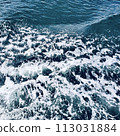 White waves on the sea surface seen from the ferry 113031884