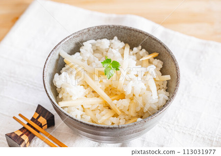 Rice cooked with bamboo shoots Rice cooked with bamboo shoots 113031977