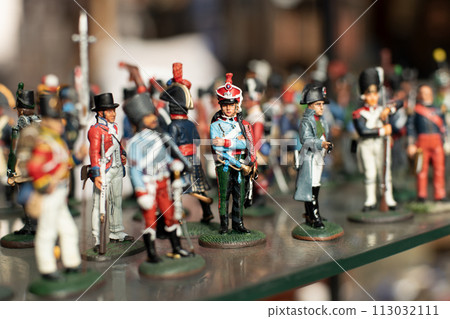Tin soldiers in uniform in a vintage store Tin soldiers in uniform in a vintage store 113032111