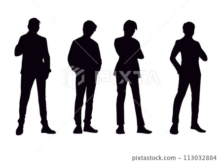 Silhouettes of four men side by side Silhouettes of four men side by side 113032884