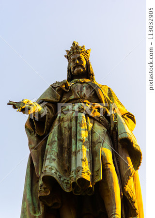 Statue of Charles IV at Charles Bridge, Old Town of Prague, Czech Republic. 113032905