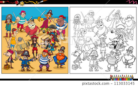 funny pirates characters group coloring page 113033145