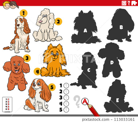 finding shadows game with cartoon purebred dogs finding shadows game with cartoon purebred dogs 113033161