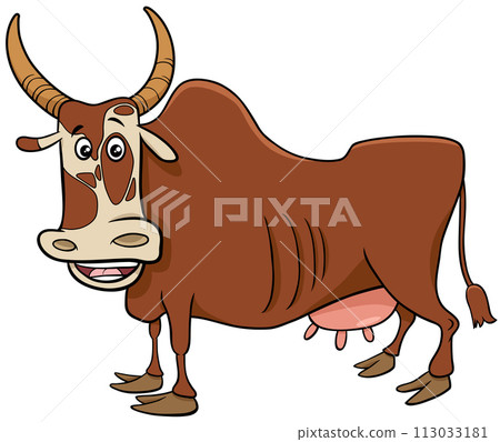 zebu cow farm animal character cartoon illustration 113033181
