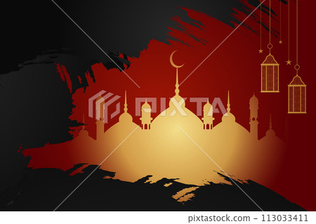 Vector Eid al-Fitr, Ramadhan decoration, Islamic background decorative greeting card Vector Eid al-Fitr, Ramadhan decoration, Islamic background decorative greeting card 113033411